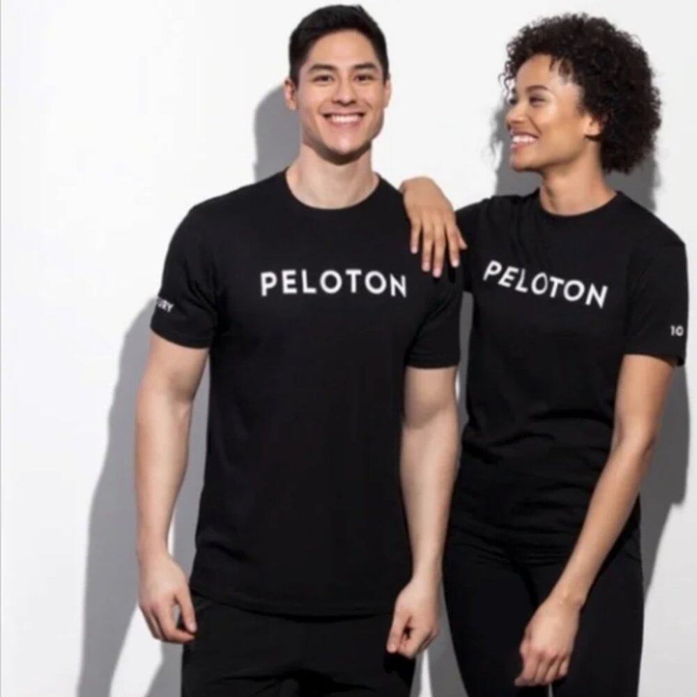 Peloton Century 100 Workout Tee Shirt Short Sleeve Black White Medium